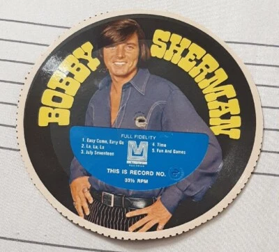 Bobby Sherman CARDBOARD 5 1/2" 33 1/3 flexi-disc Easy Come, Easy Go La La La - Image 1 of 2