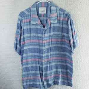 Weatherproof Men XL Classic Preppy Striped Washable Linen Cotton Button Shirt - Picture 1 of 12