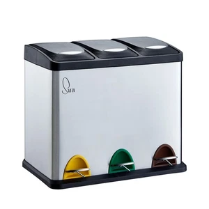 B-Ware SVITA TC3X8 24 L Treteimer Abfalleimer Mülleimer Mülltrennung Silber - Bild 1 von 9