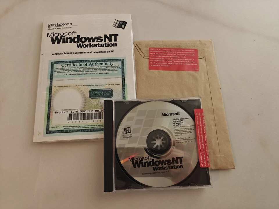 Microsoft Windows NT 4.0 Workstation CD Installazione Floppy Licenza originale  - Immagine 1 di 1