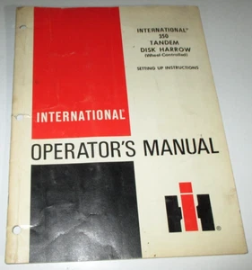 IH International 350 Disk Harrow Operators & Set-Up Manual ORIGINAL IHC 1974 - Picture 1 of 3