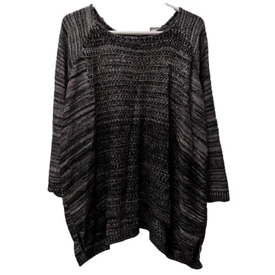 Suéter Avenue para mujer talla 22/24 blanco y negro tejido con mangas de 3/4 de largo Foto 1 de 4