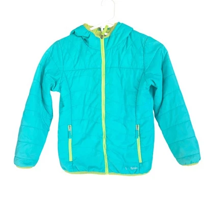 Chaqueta acolchada con capucha L.L.Bean Kids verde azulado talla 10-12 Foto 1 de 4