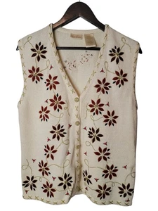 Vintage Bobbie Brooks Christmas Holiday Ponsettias Weste L Large - Bild 1 von 5