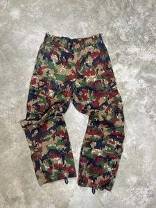 Vintage 70s 80s Military Swiss army alpenflage m83 camo baggy pants large 34x32 - Picture 1 of 13