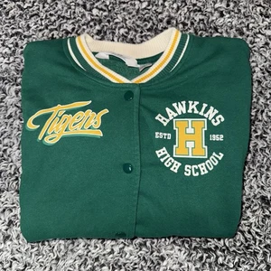 Stranger Things Hawkins High Snap Front Fleece Varsity Jacket Kid SZ 14 Netflix - Picture 1 of 11