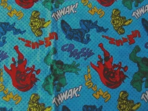 43X32 BLUE W MULTICOLOR MARVEL SUPER HERO KID NOVELTY FLANNEL FABRIC QUILT CRAFT - Picture 1 of 2