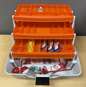 Caja de aparejos de pesca al aire libre Flambeau 3 bandejas naranja/blanco EE. UU. W1737 - Imagen 1 de 6