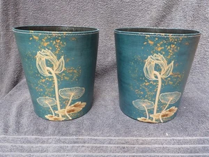 PAAR KUNSTLEDER ALTPAPIERBEHÄLTER PFLANZGEFÄSSE AUFBEWAHRUNG ABSTRAKTES FLORALES DESIGN - Bild 1 von 10