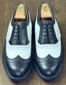 Allen Edmonds Broadstreet Budapester Schuhe Herren 8D weiß schwarz USA Leder Oxford-Schuhe - Bild 1 von 23