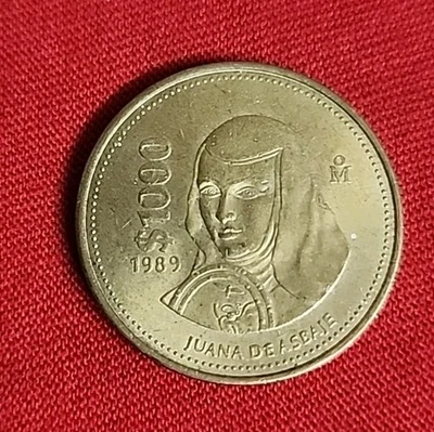  1000 Pesos Juana De Asbaje 1989 Vintage Coin from Mexico  Free Shipping A21 - Image 1 of 4