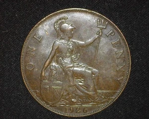 GREAT BRITAIN 1926 PENNY KM810 ABOUT UNCIRCULATED 58~K40 - Picture 1 of 2
