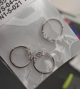 3x Septum Clicker Ring Edelstahl Silber Neu OVP Strass Steine - Bild 1 von 4