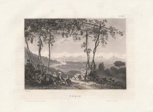 c1850 Turin Torino Piemont Italien Italia Vedute Stahlstich-Ansicht nach Reiss - Imagen 1 de 1