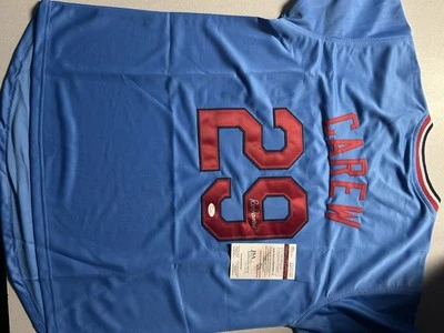 Twins Hall of Famer ROD CAREW Signed Custom Replica MInnesota Jersey AUTO JSA - Image 1 of 3