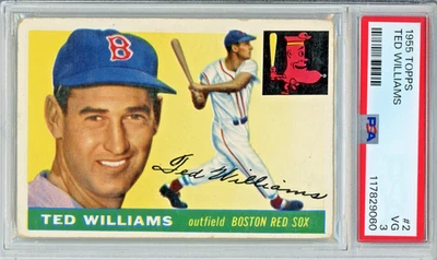 Cartão de beisebol 1955 Topps Ted Williams, classificado muito bom estado 3, #2 no conjunto HOF Red Sox - Imagem 1 de 3