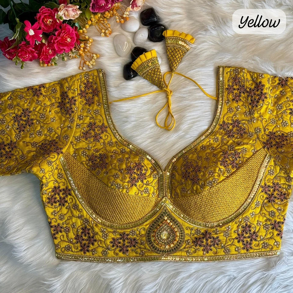 Blusa Sari Preparada Diseñador Sari Choli Indio Fiesta Vestido Bollywood Foto 1 de 1