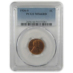 1936 S Lincoln Wheat Cent MS 66 RD PCGS Penny Uncirculated SKU:I22392 - Picture 1 of 4