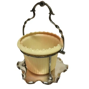 Antique Locke & Co Worcester Open Sugar Bowl Silver Plate Caddy Blush Ivory - Bild 1 von 24