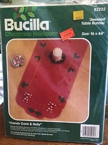 Vintage Bucilla Christmas Heirloom Candlelight Table Runner NEW In Package 82232 - Picture 1 of 3