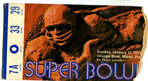 1971 Super Bowl Baltimore Colts Vs. Dallas Cowboys Ticket Stub Cover
