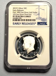 S Kennedy 2019 medio dólar prueba de plata NGC PF 70 Ultra camafeo lanzamiento anticipado - Imagen 1 de 4