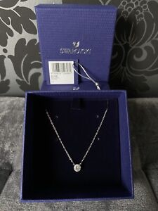 SWAROVSKI ATTRACT NECKLACE ROUND WHITE RHODIUM PLATED NEW , BOXED , AUTHENTIC.