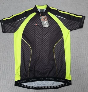 FUNKIER GENTS ELITE SHORT SLEEVE CYCLING JERSEY CARBON FIBRE/GREEN UK XL-BNWT - Picture 1 of 22