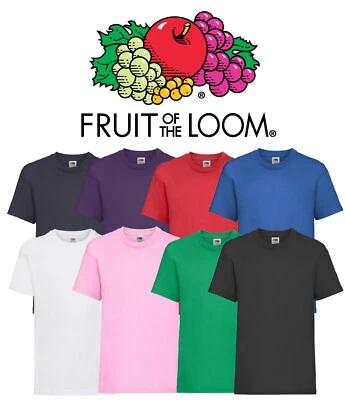 FRUIT OF THE LOOM Kids Plain T-Shirt Tee Basic Crewneck Top Casual Short Sleeve Shirt Boys Girls