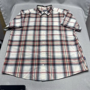 Patagonia Organic Cotton Red White Plaid Short Sleeve Shirt Size Men's XXL - Picture 1 of 12