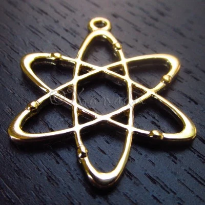 Colgantes Atom Charms 33 mm al por mayor de oro ciencia física C7381 - 5, 10 o 20 piezas Foto 1 de 4