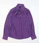 Incorporate Wear Womens Purple Striped 100 Cotton Basic Button Up Size 8 Mock N