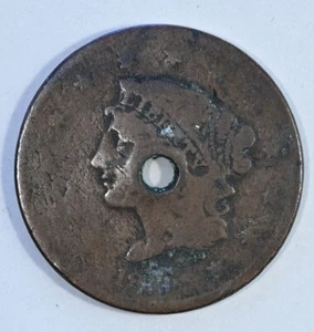 1839 Sprengkopf großer Cent AG + Details gelocht - Bild 1 von 2