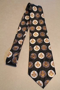 Fraternal Organization Mason New Black Poly Neck Tie Free Shipping - Picture 1 of 2