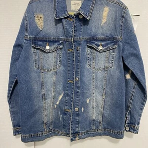 Stradivarius Denim Wear Jacket M, Stress Look, New - Picture 1 of 8