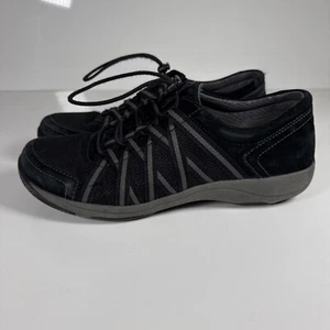 Dansko Honor Black Suede Shoes Slip on 38 Leather Upper 7.5 8 Bungee Sneakers - Picture 1 of 10