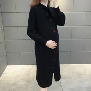 Pregnant Women Maternity Jumper Dress Sweater Knitwear Elastic Bowknot Autumn - Picture 1 of 15