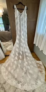 NWT Ivory Sheer Lace Wedding Separate OverDress Bridal Gown Chapel Train Sz 12 - Picture 1 of 21