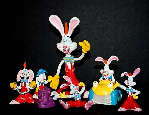 VTG 1980's Who Framed Roger Rabbit - 6+ Collectible Figures - Rare DISNEY Cover