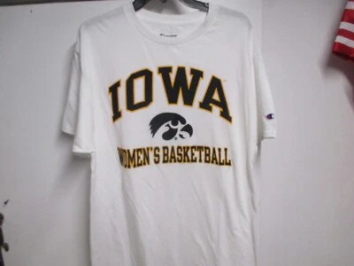 IOWA HAWKEYES WOMENS BASKETBALL "CHAMPION BRAND" MENS T SHIRT (L) NWT WHITE - Image 1 of 4