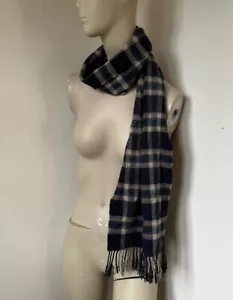 women's Blue Plaid WINTER SCARF by SOFTER THAN CASHMERE 62 inch long x 11 wide - Picture 1 of 4