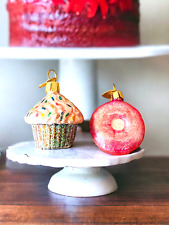 Dessert Ornament Set Of 3 Pink Cupcake Pink Donut Ornament Feather Tree Gift Top