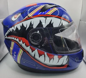 DOT Motorcycle Youth Large Full Face Helmet- Shark/Blue TCMT DP808 FMVSS NO 218 - Picture 1 of 10