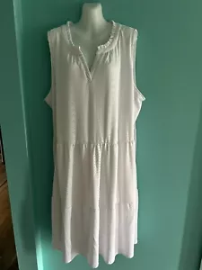 NWT Croft & Barrow White Eyelet V-Neck Sleeveless Tiered Dress      Plus Size 3X - Picture 1 of 4