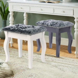 Dressing Makeup Table Stool Vanity Chair CHESTERFIELD Deep Button Plush Seat UK - Picture 1 of 12