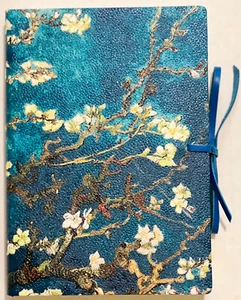 Italian Leather Van Gogh's "Almond Blossoms" Printed Leather Lined Journal NEW! - Picture 1 of 3