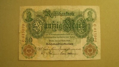 GERMAN Banknote 1906 REICHSBANKNOTE 50 MARK combined shipping up to 10 notes (a) - Image 1 of 2