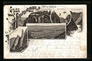 Lithographie Thale, Hotel auf dem Hexentanzplatz, Panorama vom Hexentanzplatz a - Picture 1 of 2