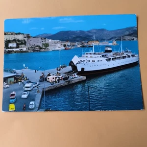 PORTOFERRAIO IL PORTO E MOTONAVE AETHALIA -  CARTOLINA A COLORI VIAGGIATA - Picture 1 of 3