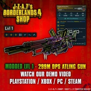 Borderlands 4✨ MODDED LEVEL ONE 299M ATLING ARTILLERÍA NIVEL 1 BL4 ✅PC-PS-XBOX✨ - Imagen 1 de 2